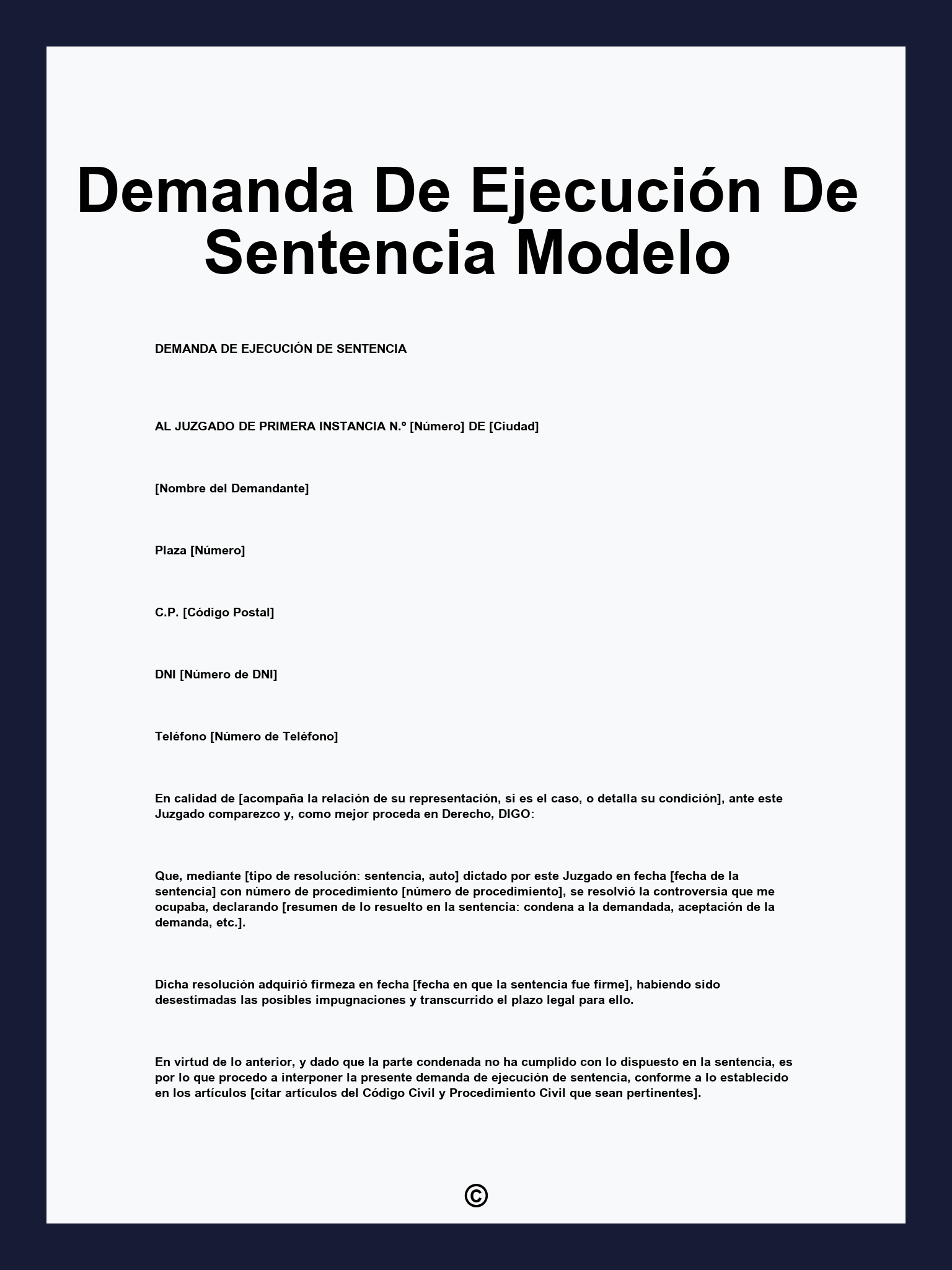 Demanda De Ejecución De Sentencia Modelo