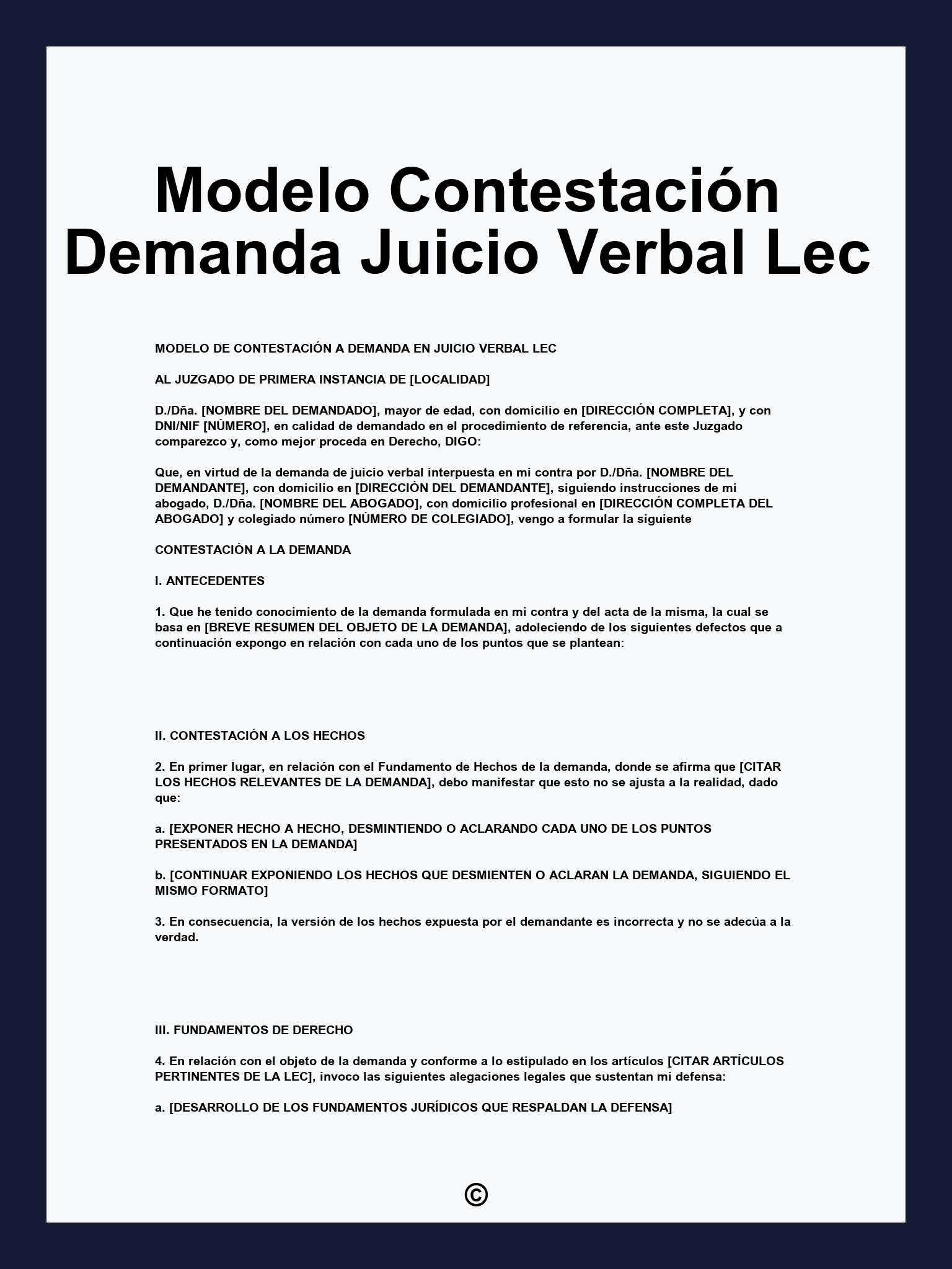 Modelo Contestación Demanda Juicio Verbal Lec