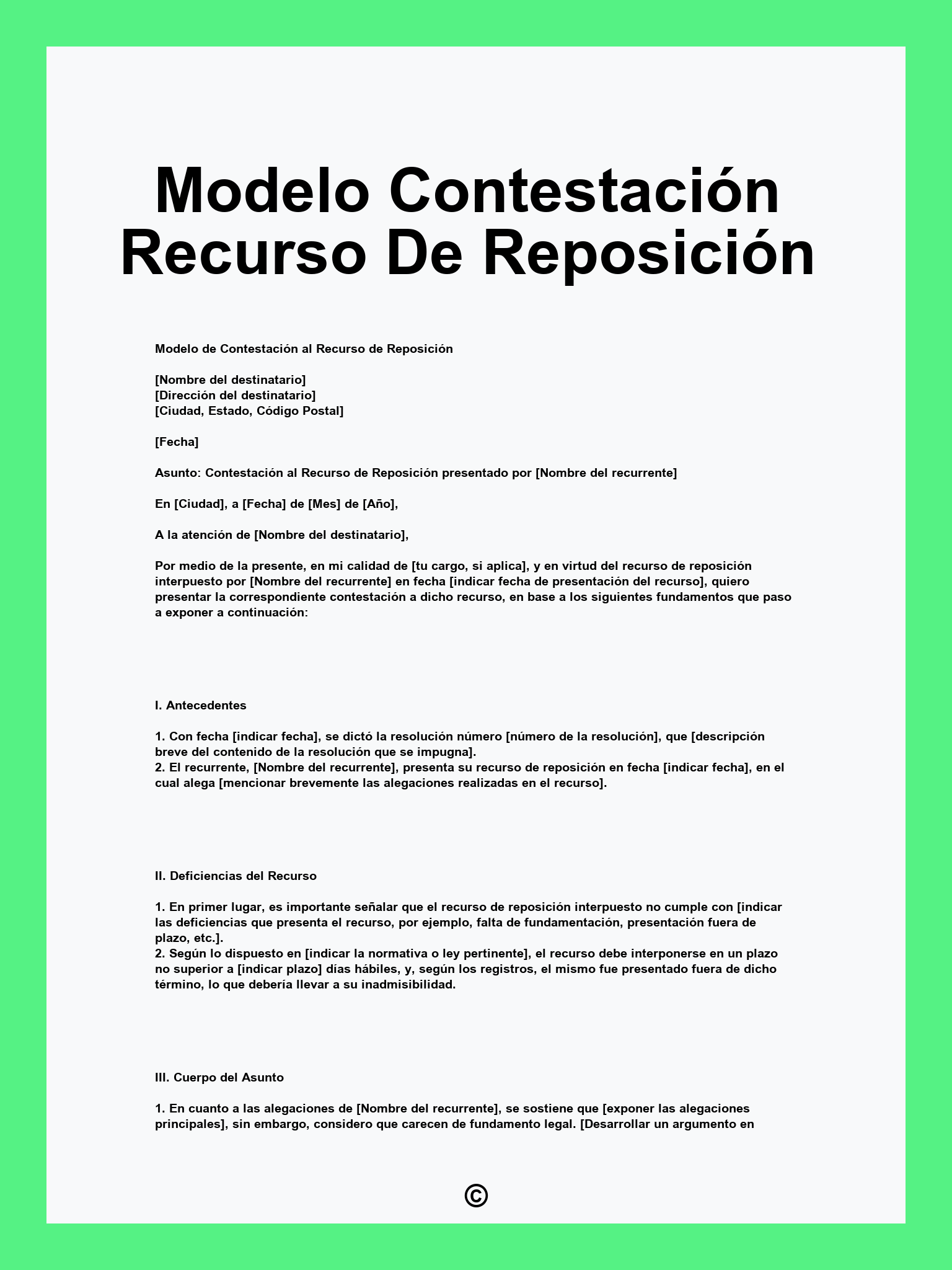 Modelo Contestación Recurso De Reposición
