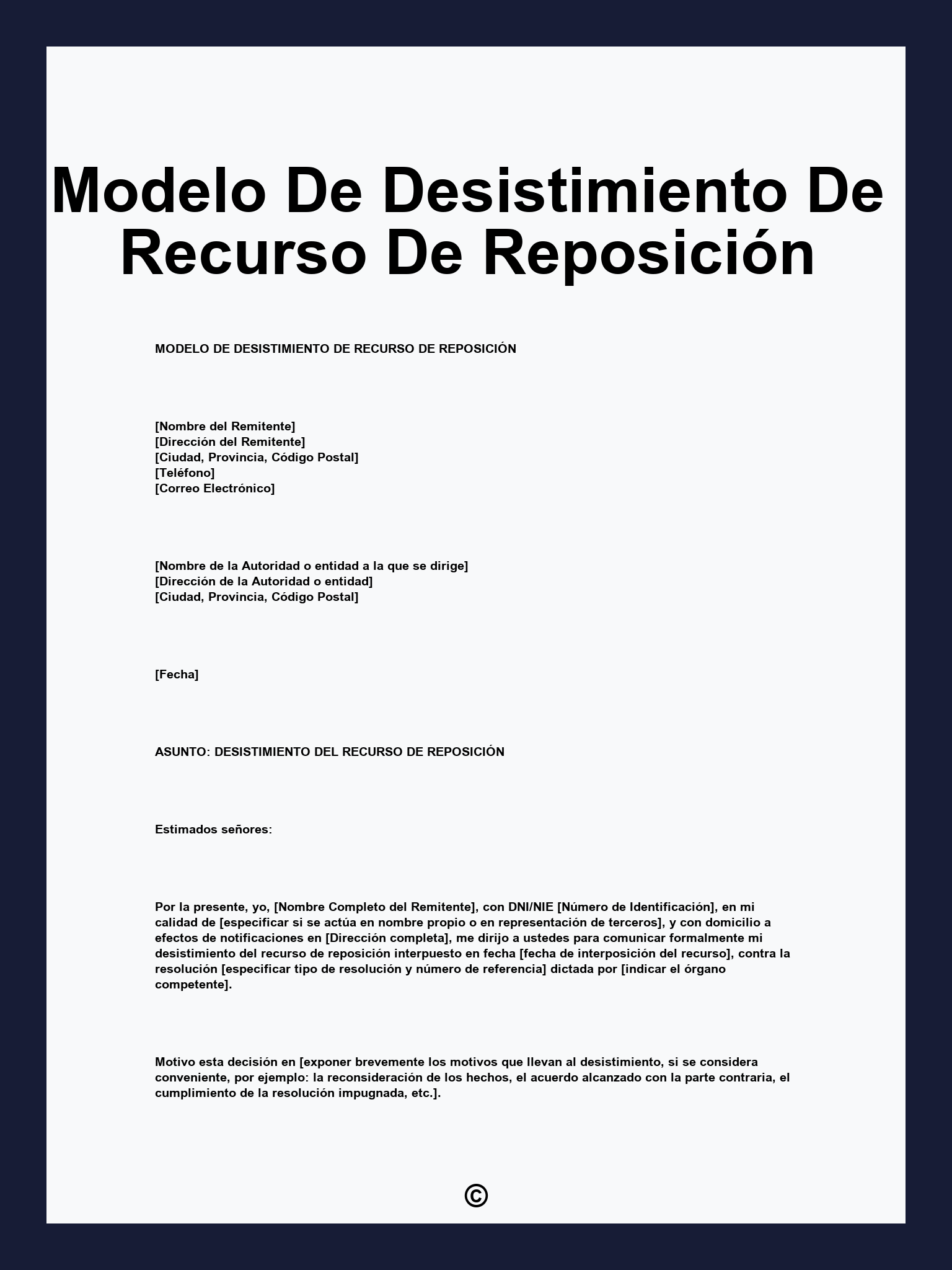 Modelo de desistimiento de recurso de reposici n
