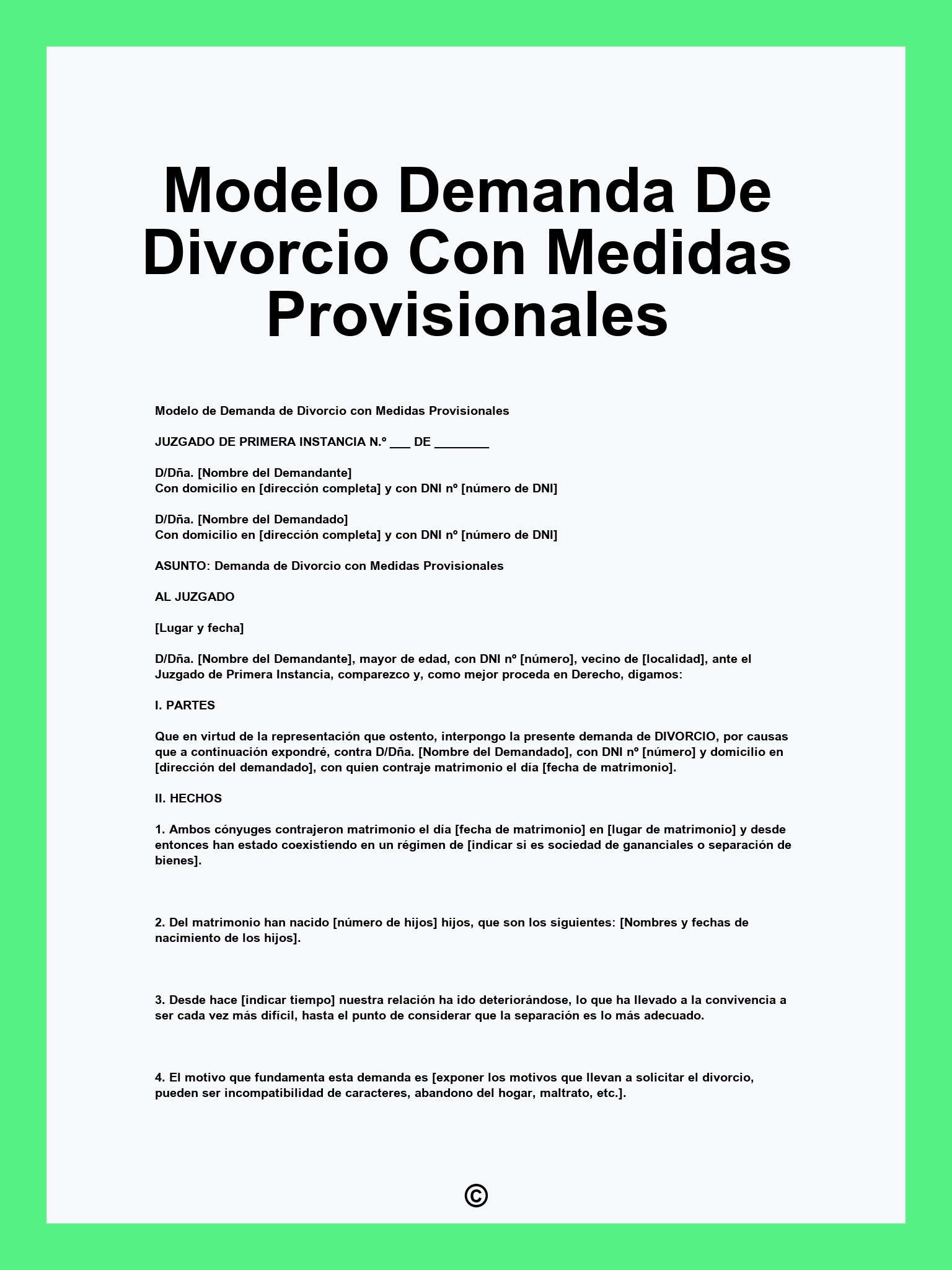Modelo Demanda De Divorcio Con Medidas Provisionales