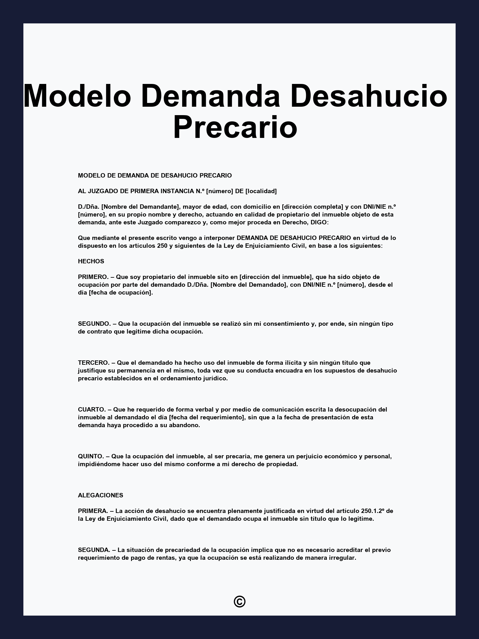 Modelo Demanda Desahucio Precario