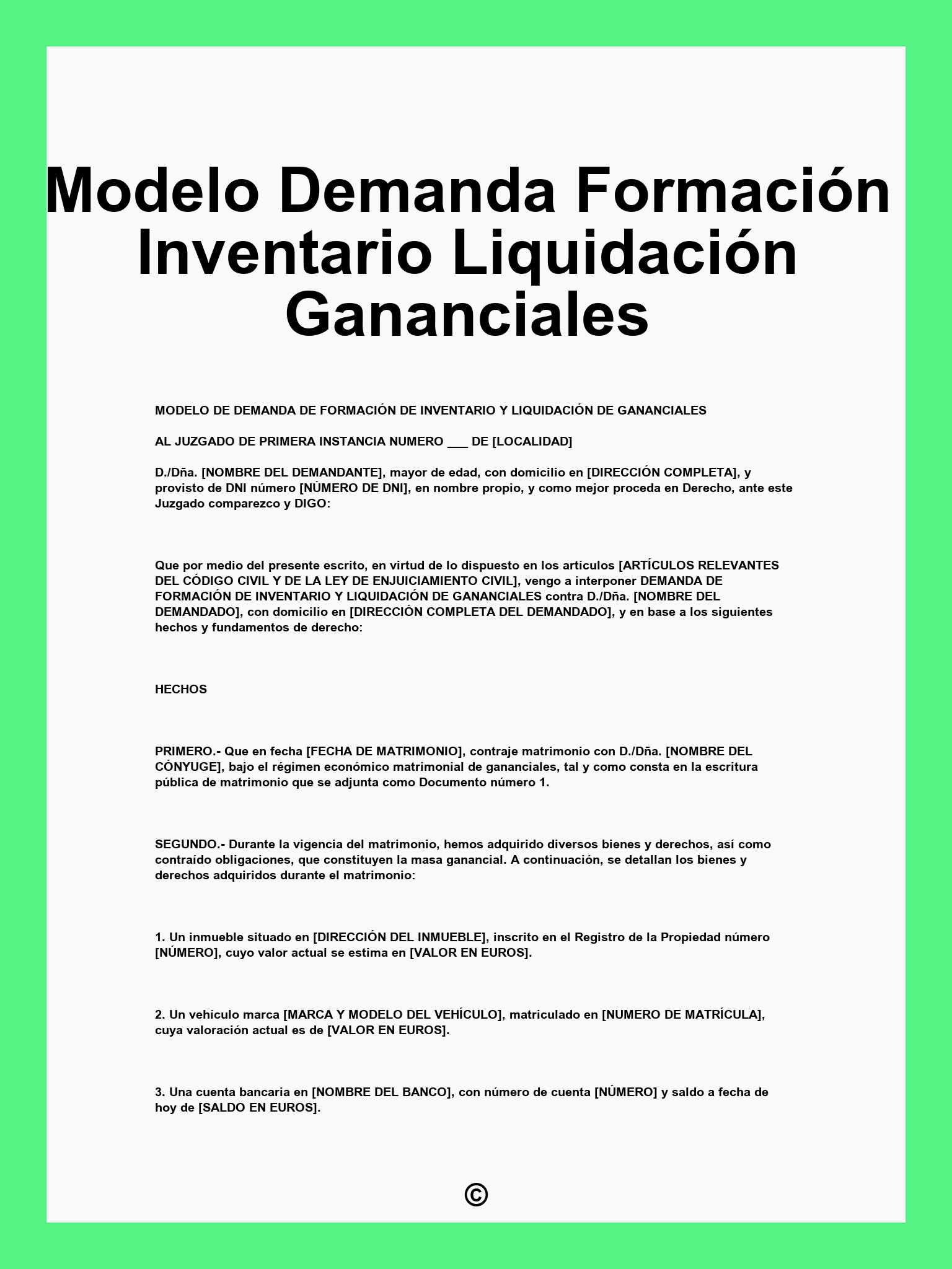 Modelo Demanda Formación Inventario Liquidación Gananciales
