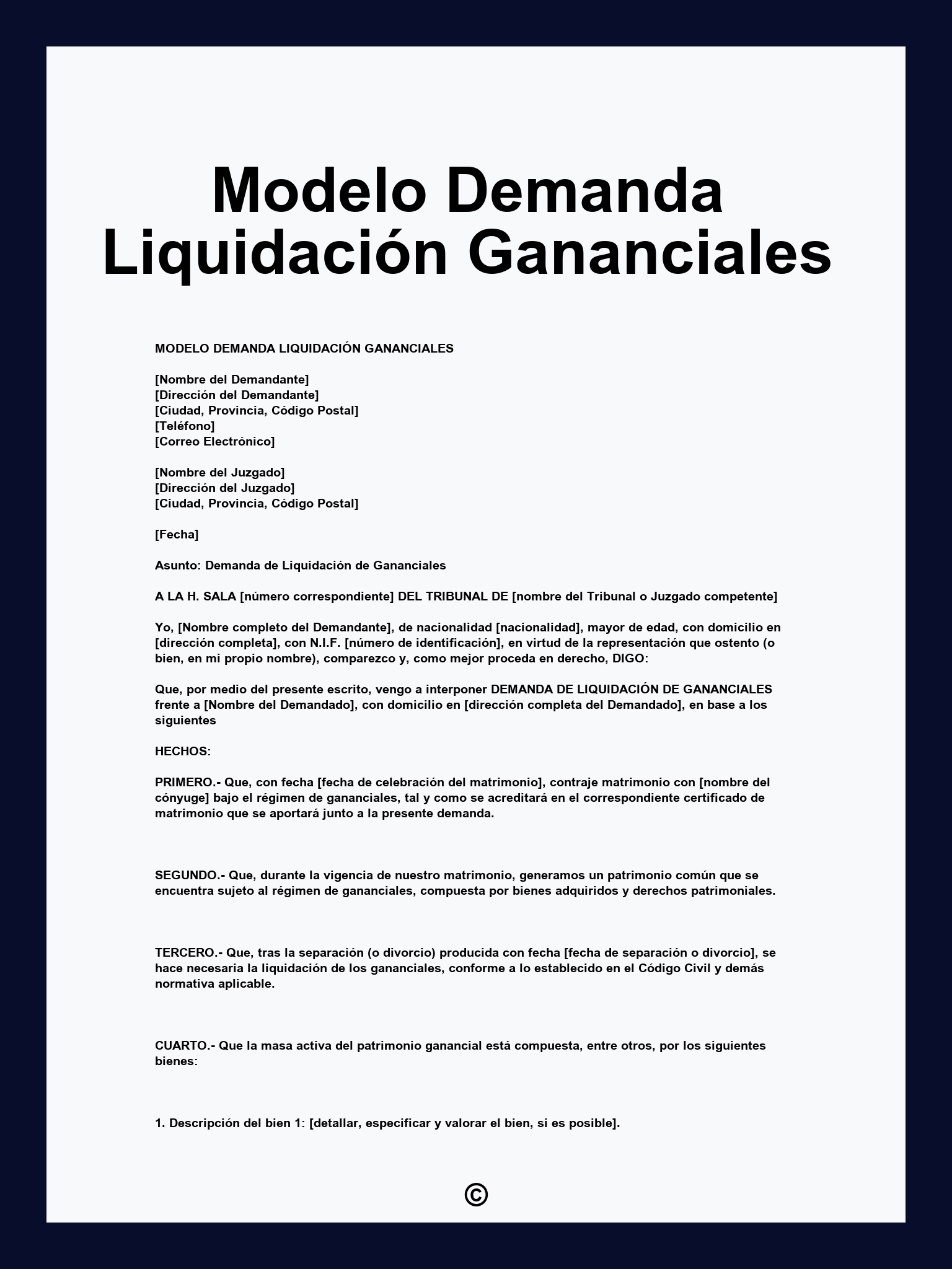 Modelo Demanda Liquidación Gananciales