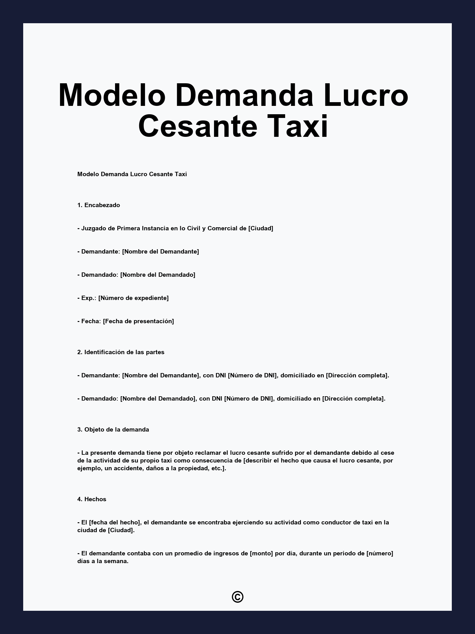 Modelo Demanda Lucro Cesante Taxi