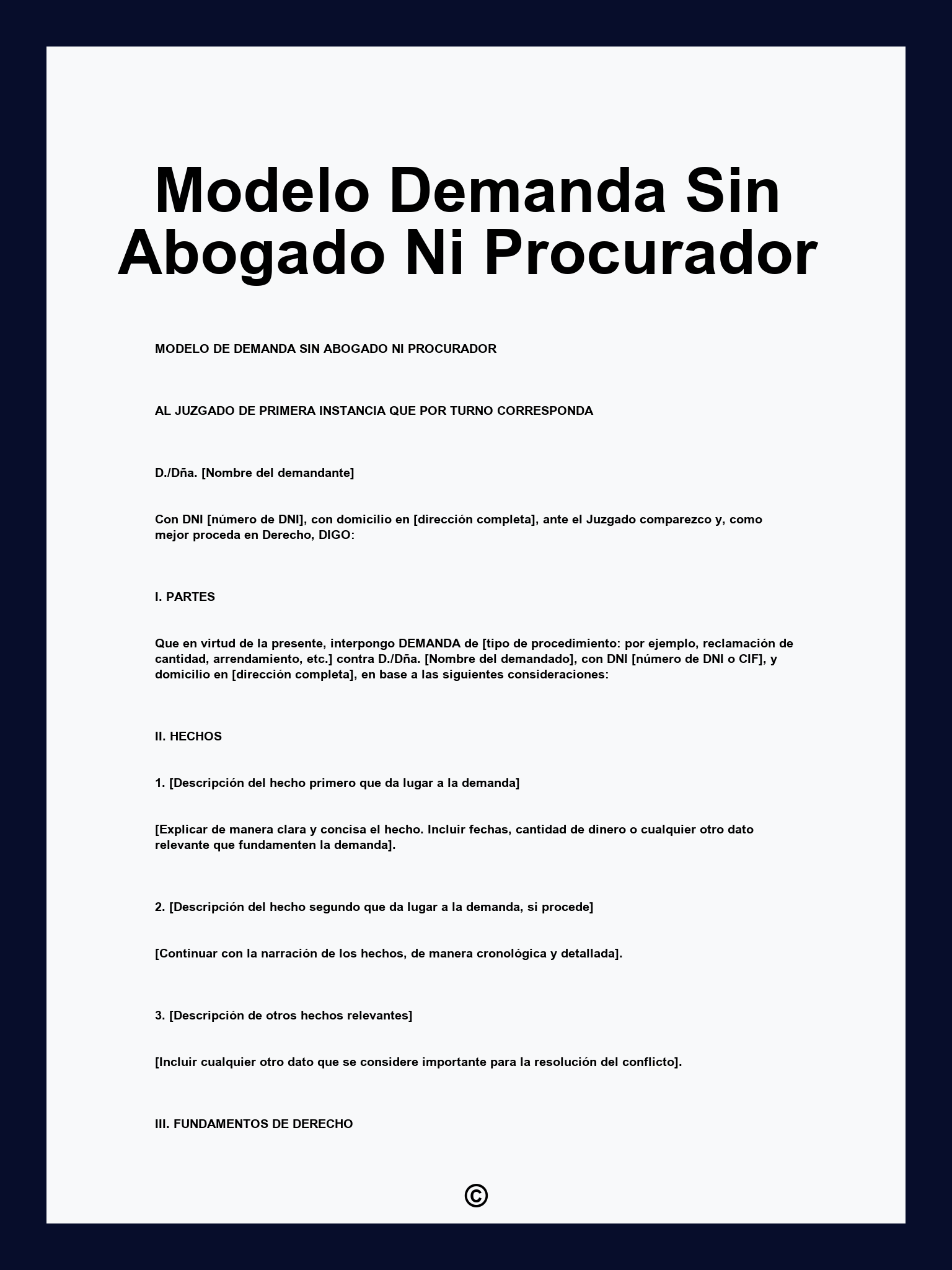 Modelo Demanda Sin Abogado Ni Procurador