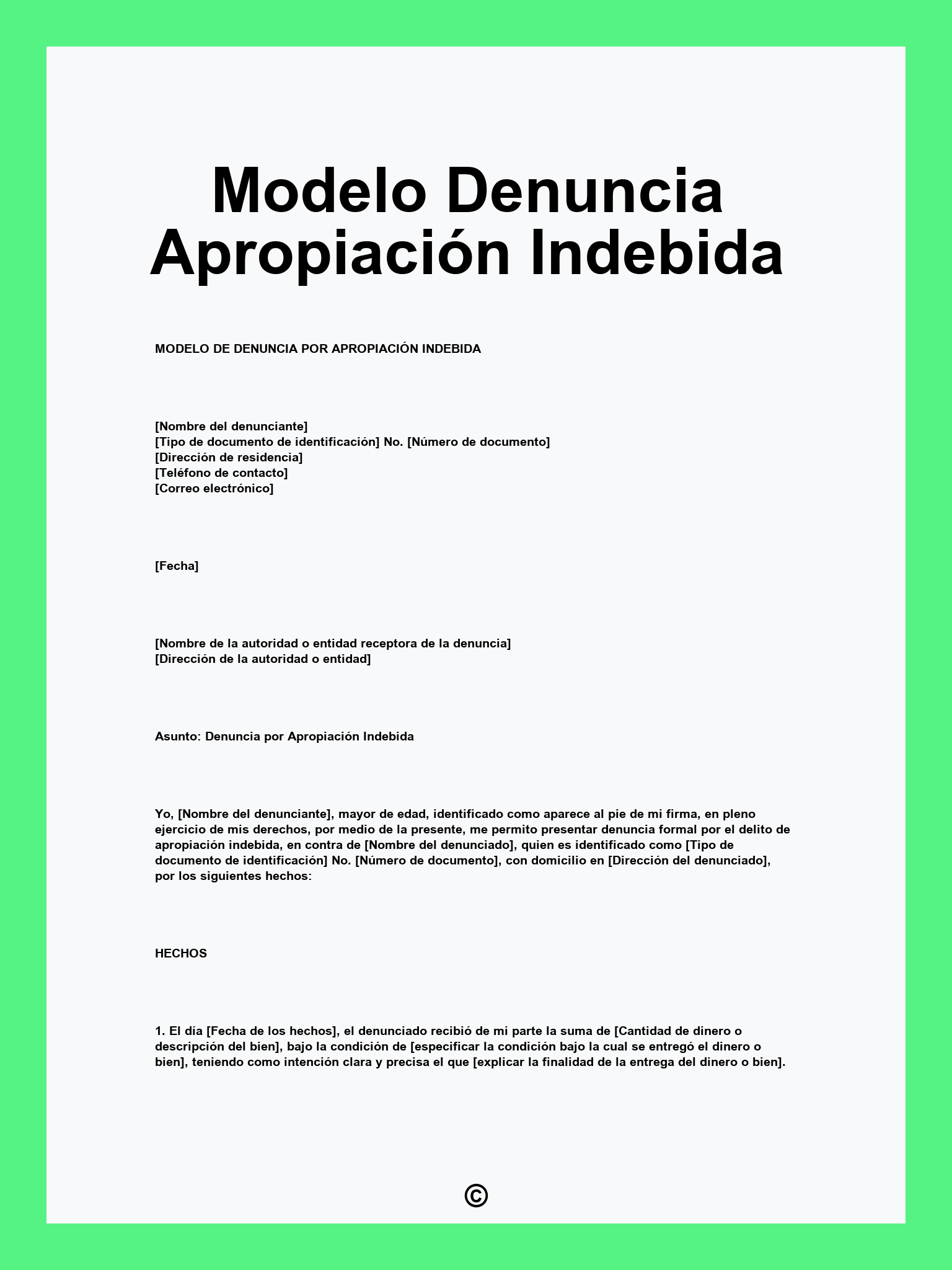Modelo Denuncia Apropiación Indebida