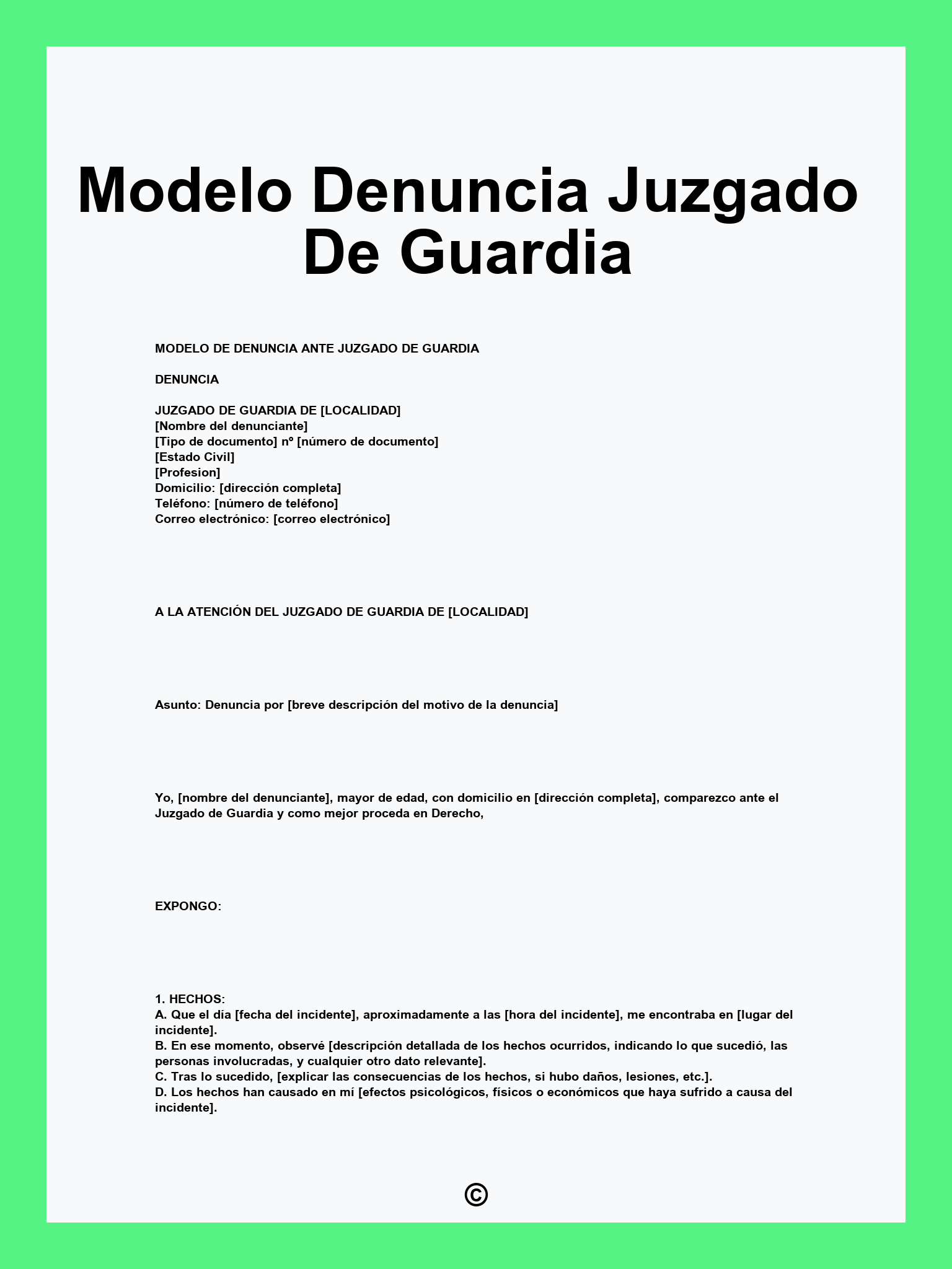 Modelo Denuncia Juzgado De Guardia