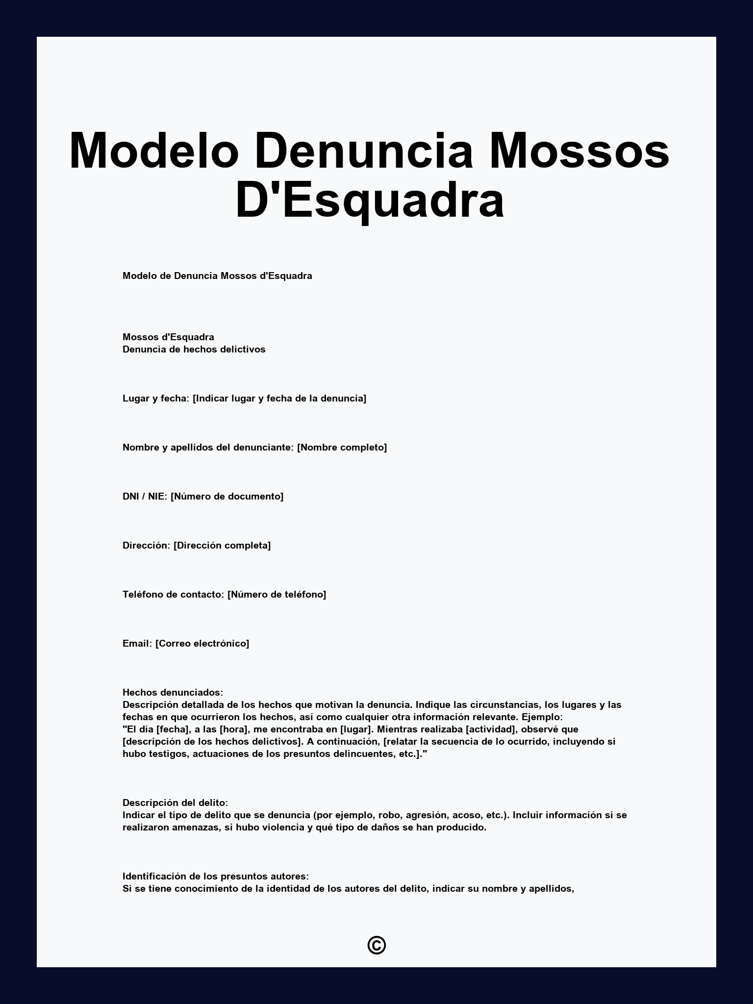 Modelo Denuncia Mossos D'Esquadra