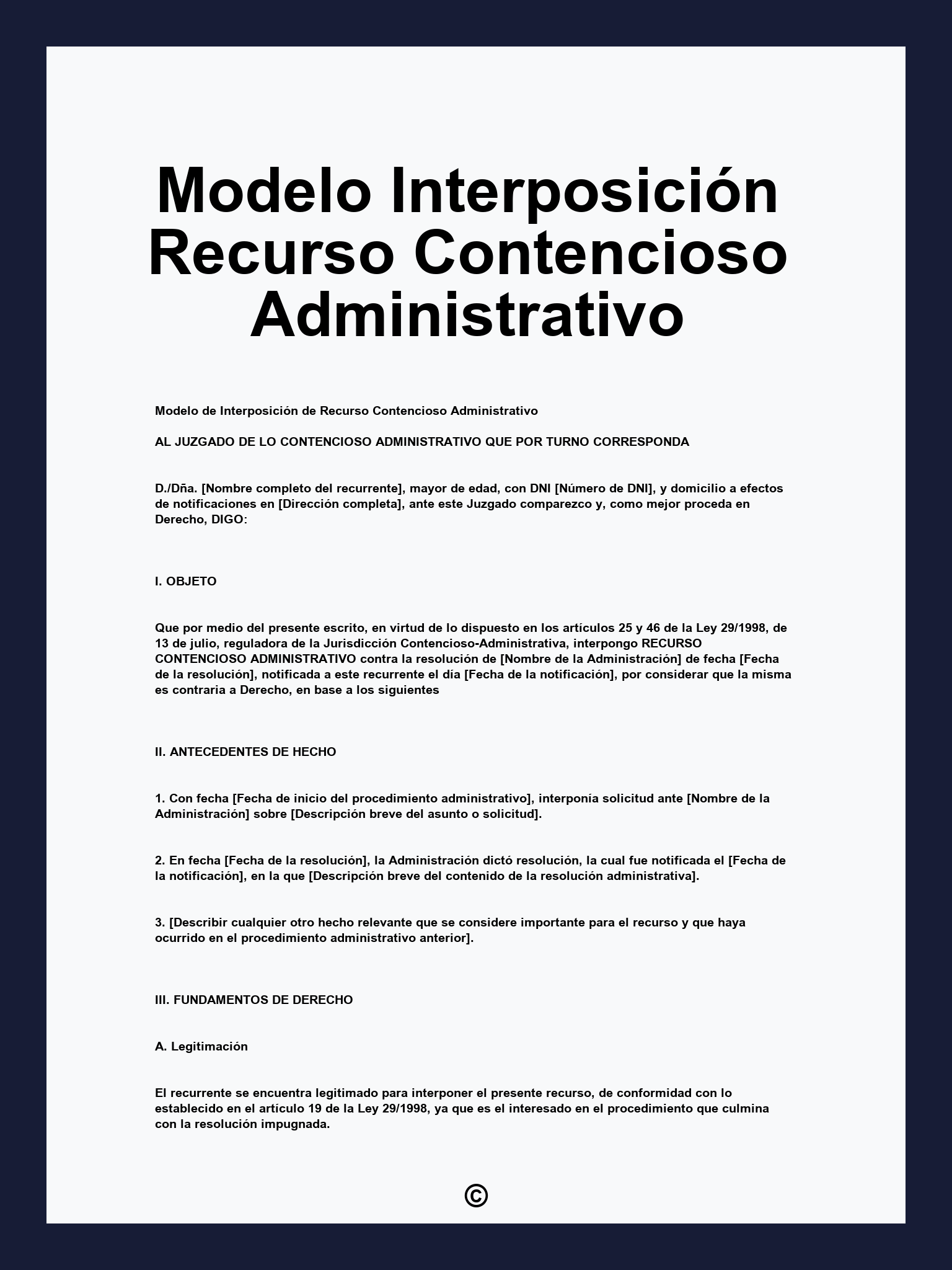 Modelo Interposición Recurso Contencioso Administrativo