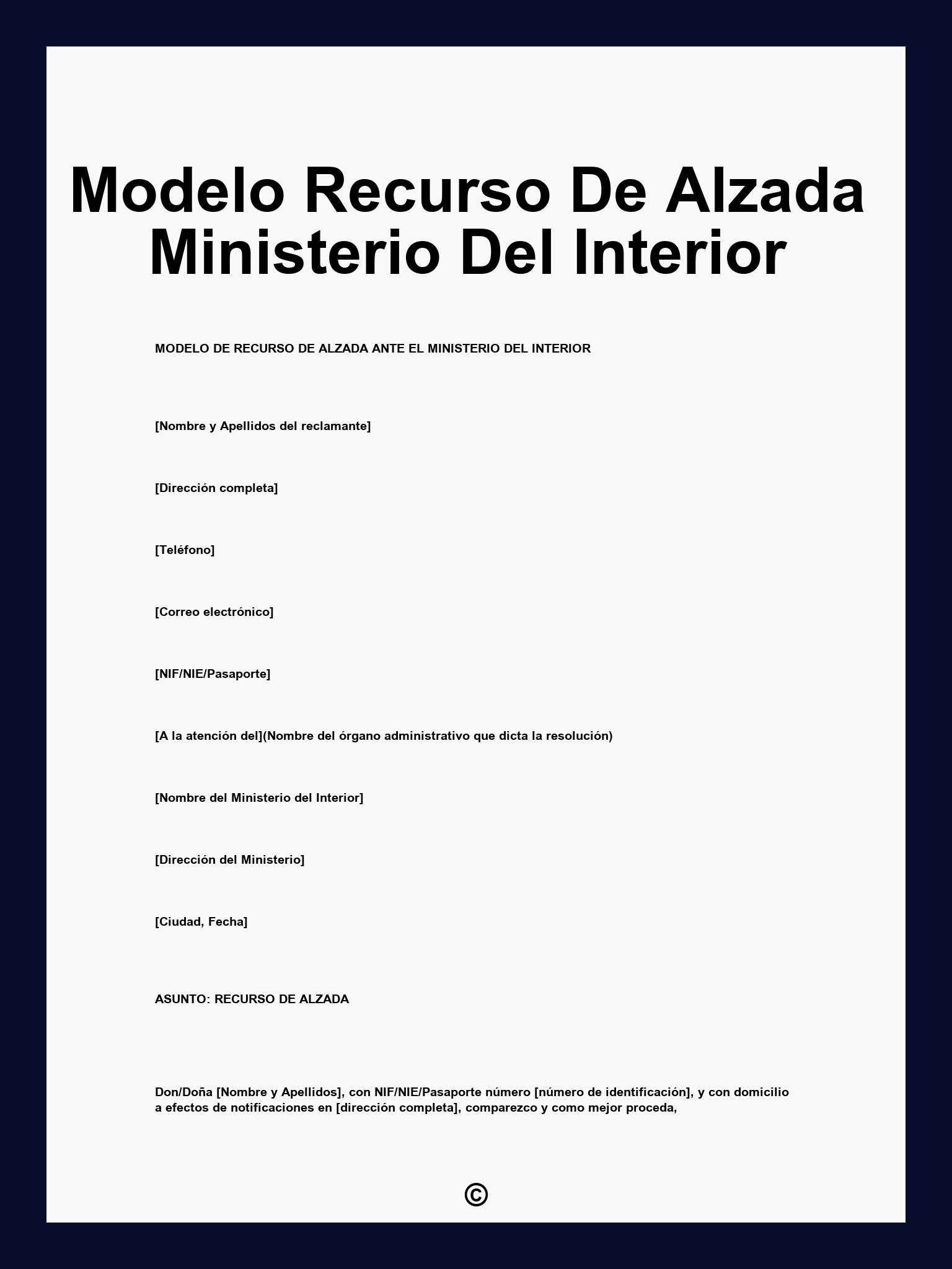 Modelo Recurso De Alzada Ministerio Del Interior