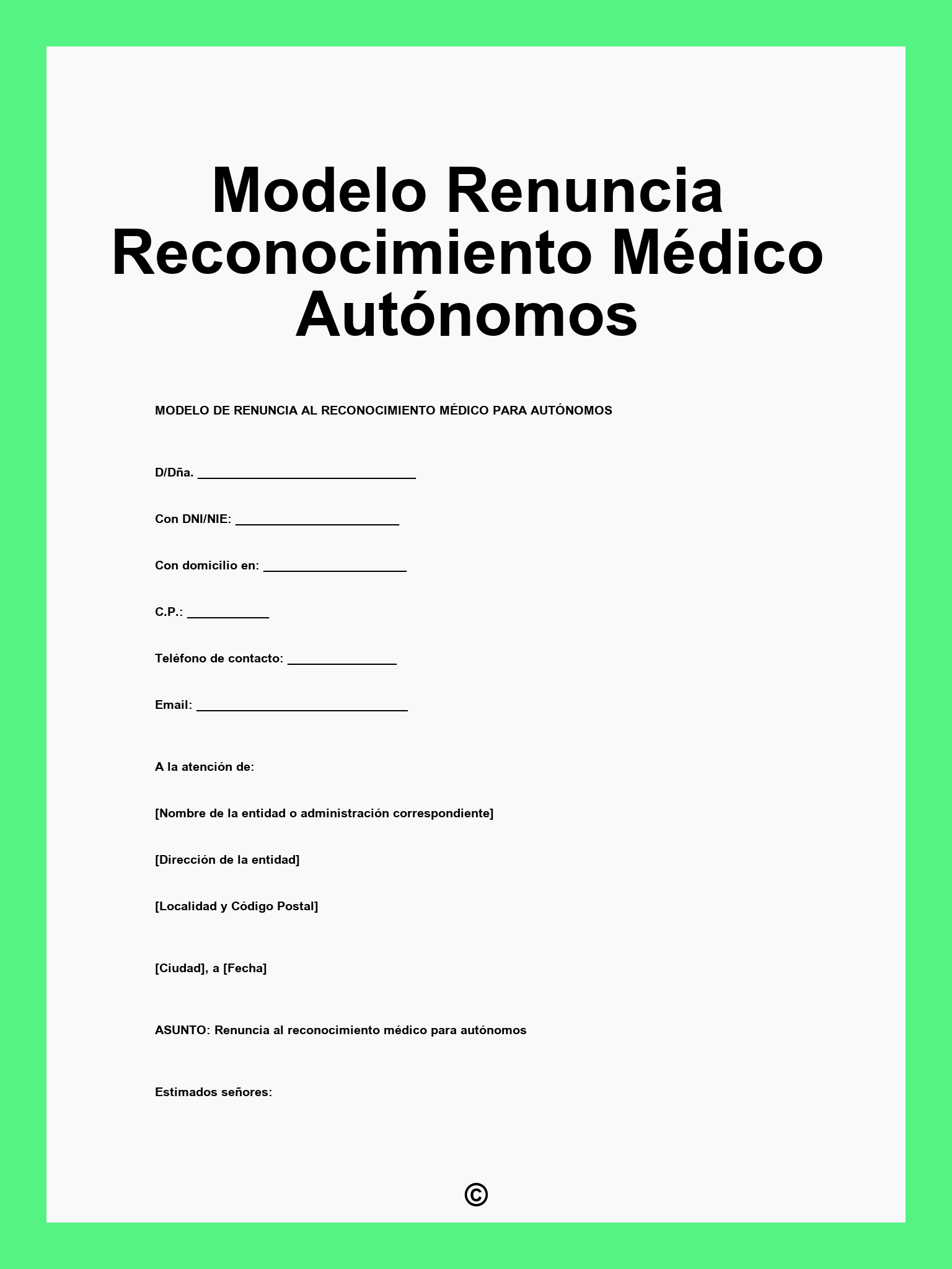 Modelo Renuncia Reconocimiento Médico Autónomos