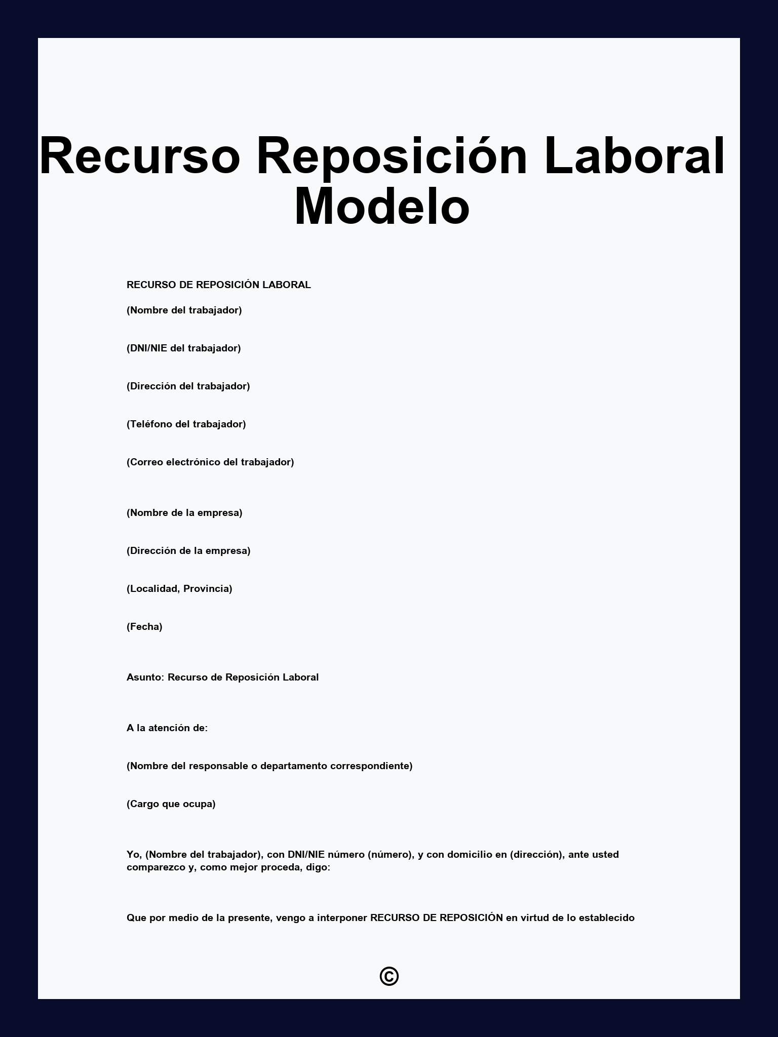 Recurso Reposición Laboral Modelo